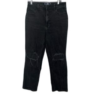 Women's Hollister  Ultra High Rise 90s Straight Leg Black Denim Jeans Size 12 R